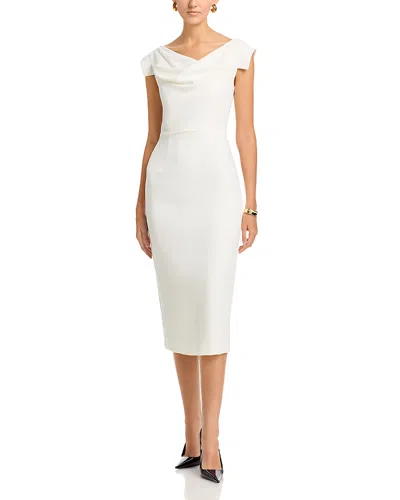 Black Halo Jacqueline Midi Gabardine Sheath Dress In White