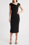 Black Halo Jacqueline Midi Gabardine Sheath Dress
