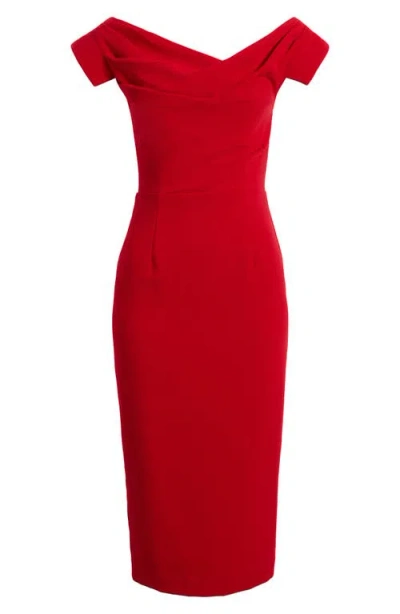 Black Halo Jacqueline Midi Gabardine Sheath Dress In Red