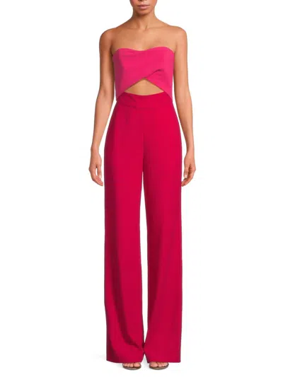 Black Halo Jada Color Block Jumpsuit In French Rose Jujube In Pink
