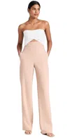 Black Halo Jada Strapless Wide Leg Jumpsuit In Desert Sand/pearl
