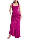 Black Halo Jewel Sleeveless Gathered Evening Gown