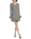 Black Halo Kiara Metallic Check Long Sleeve Minidress In Multi