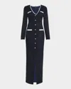 Black Halo Koa Shimmer Fringe Tweed Maxi Dress In Ravishing Royale