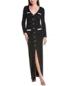 Black Halo Koa Tinsel Tweed Gown In Black