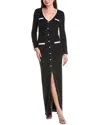 Black Halo Koa Tinsel Tweed Gown In Black