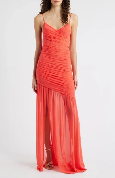 Black Halo Kristen Shirred Gown In Orange