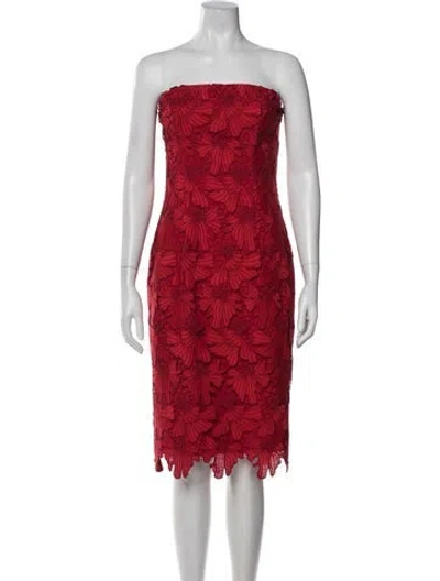 Pre-owned Black Halo Lace Knee-length Dress In Red