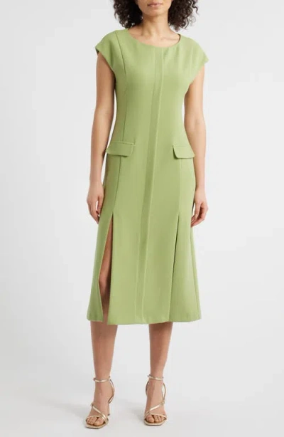 Black Halo Lali Slit Midi Dress In Pear