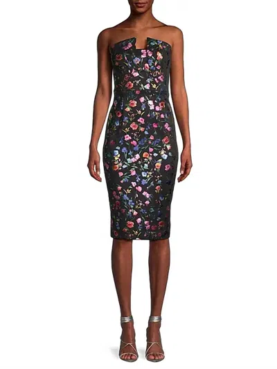 Black Halo Lena Floral Embroidered Sheath Dress In Prism Bloom In Multi
