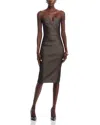 Black Halo Lena Strapless Metallic Midi Sheath Dress In Deluxe Houndstooth