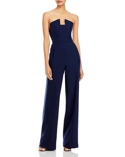 Black Halo Lena Strapless Jumpsuit In Navy/navy