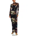 Black Halo Lexinton Long Sleeve Gown In Bountiful Blossom