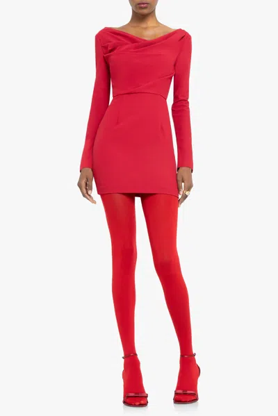 Black Halo Long Sleeve Jacqueline Micro Mini Dress In Red