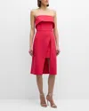 Black Halo Louie Strapless Front-slit Midi Dress In Laguna Pink