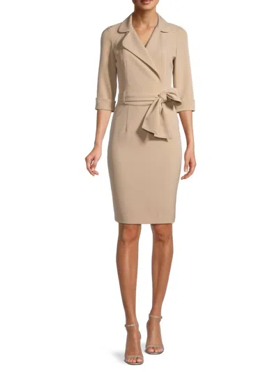 Black Halo Lucinda Belted Sheath Dress In Desert Sand In Neutral