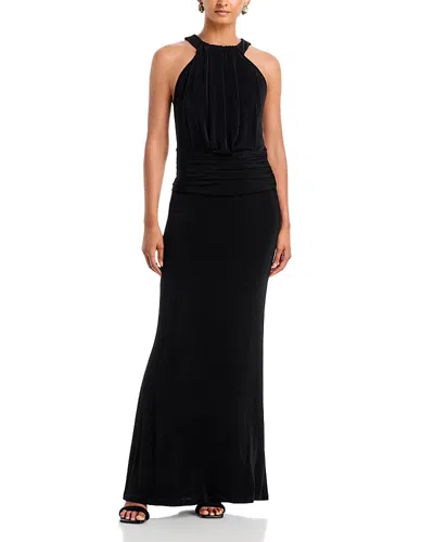 Black Halo Lucine High Neck Sleeveless Gown In Black