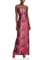 Black Halo Lumina Strapless Metallic Jacquard Column Gown In Opal Storm