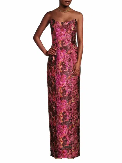 Black Halo Lumina Jacquard Strapless Maxi Gown In Opal Storm In Purple