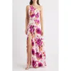Black Halo Marietta Floral One-shoulder Gown In Floral Crush