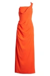 Black Halo Marion Ruched One-shoulder Gown In Marmalade