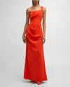 Black Halo Marion Ruched One-shoulder Gown In Marmalade