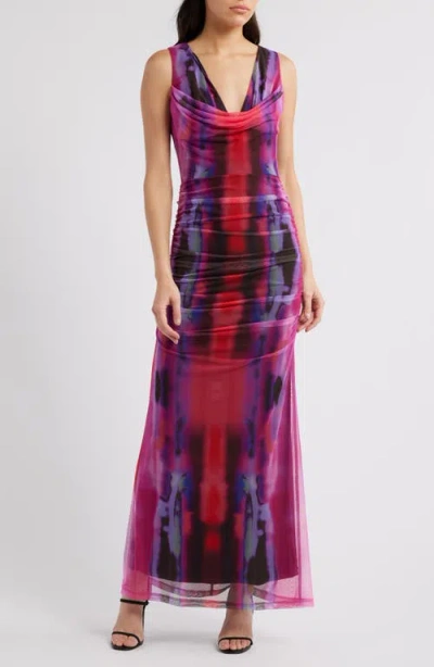 Black Halo Mariposa Sleeveless Mesh Maxi Dress In Smashing Punch | ModeSens