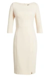 Black Halo Marissa Zip Slit Sheath Dress In Buttercream