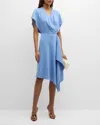 Black Halo Marley Draped Dolman-sleeve Midi Dress In Twinkle Blue