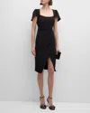 Black Halo Meredith Cutout Bodycon Faux-wrap Dress In Black
