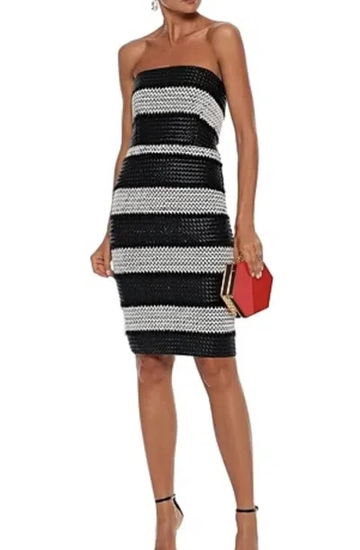 Black Halo Mini Tweed Dress In Black/white