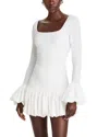 Black Halo Mirelli Textured Long Sleeve Bubble Hem Minidress In Bubble Cloud