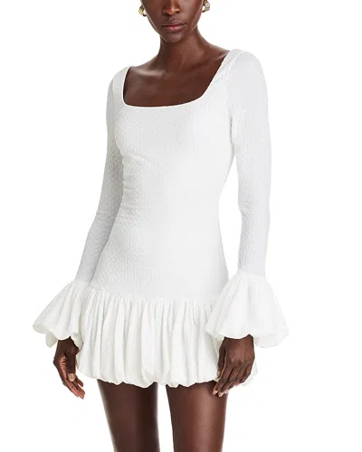 Black Halo Mirelli Textured Long Sleeve Bubble Hem Minidress In Bubble Cloud