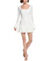 Black Halo Mirelli Textured Long Sleeve Bubble Hem Minidress In White