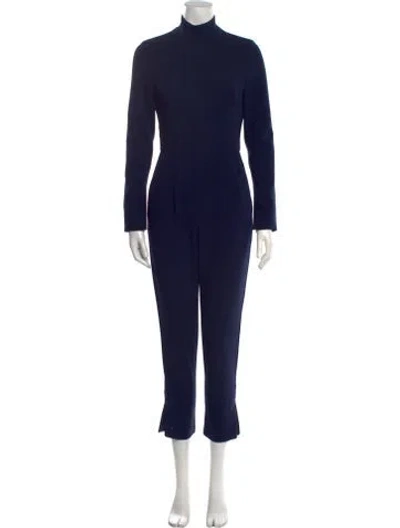 Pre-owned Black Halo Mock Neck Jumpsuit In Blue
