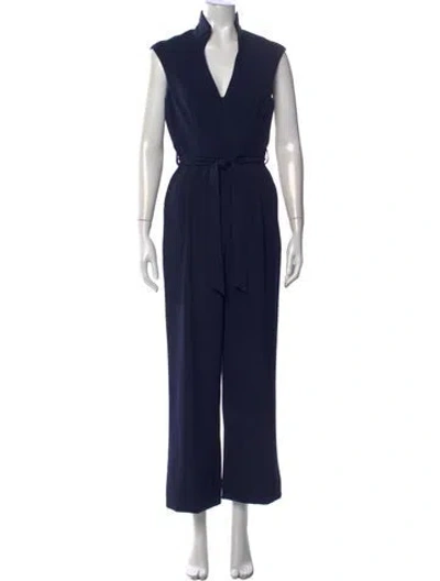 Pre-owned Black Halo Mock Neck Jumpsuit In Blue