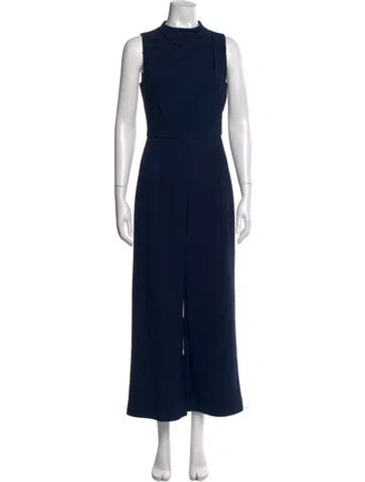 Pre-owned Black Halo Mock Neck Jumpsuit In Blue