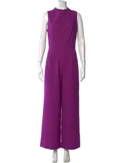 Pre-owned Black Halo Mock Neck Jumpsuit In Purple