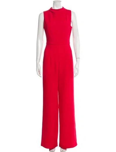 Pre-owned Black Halo Mock Neck Jumpsuit In Red