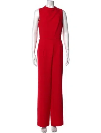 Pre-owned Black Halo Mock Neck Jumpsuit In Red