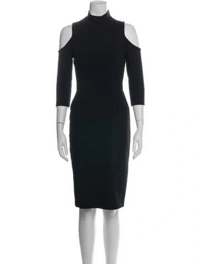 Pre-owned Black Halo Mock Neck Knee-length Dress In Black