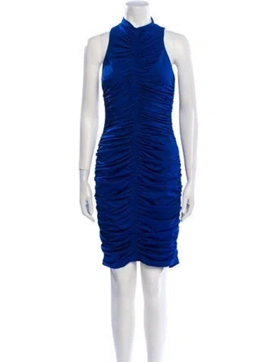 Pre-owned Black Halo Mock Neck Knee-length Dress In Blue