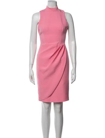 Pre-owned Black Halo Mock Neck Knee-length Dress In Pink