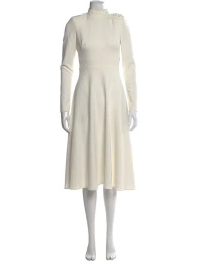 Pre-owned Black Halo Mock Neck Midi Length Dress In Neutral