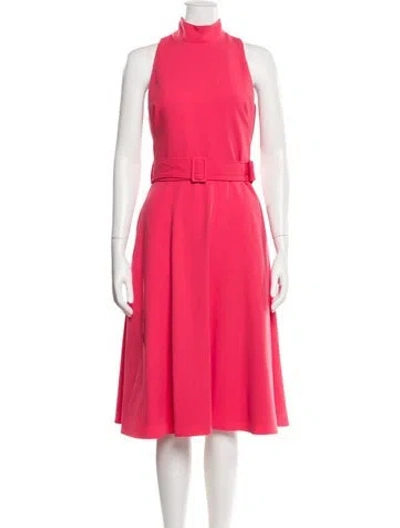 Pre-owned Black Halo Mock Neck Midi Length Dress In Pink