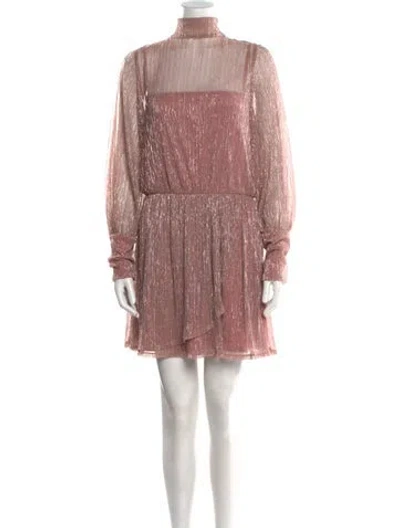 Pre-owned Black Halo Mock Neck Mini Dress In Pink