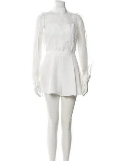 Pre-owned Black Halo Mock Neck Romper W/ Tags In White