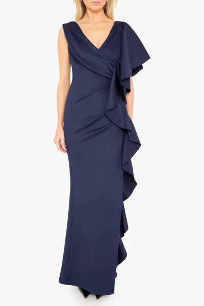 Black Halo Morwen Scuba Gown In Blue