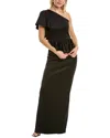Black Halo Noble One-shoulder Column Gown In Black