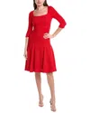 Black Halo Norina Godet Shimmer Tweed Dress In Red